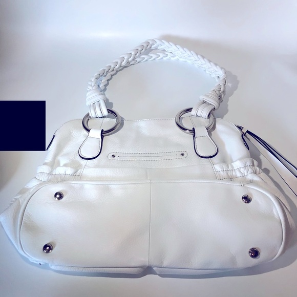 Authentic B MAKOWSKY Leather Braided Straps A211928 Handbag Purse White NWOT - Picture 8 of 14